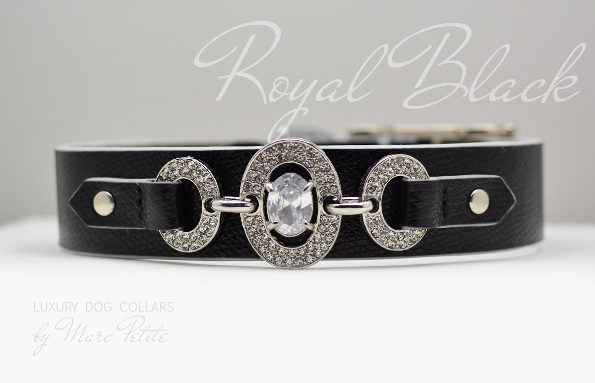Diamond Royal Black - luxury, royal style, dog collar - by Marc Petite