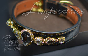 Luxury leather dog collar with crystals - Bling Collars- Marc Petite