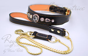 Diamond Dog Collar with large crystals in black leather