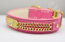 Load image into Gallery viewer, Rose Dog Collar  With Crystals and chain