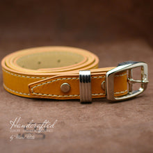 Charger l&#39;image dans la galerie, Yellow Mustard Leather Belt with Stainless Steel Buckle