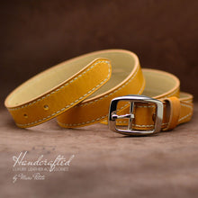 Charger l&#39;image dans la galerie, Handcrafted Yellow Mustard Leather Belt