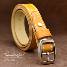 Load image into Gallery viewer, Hand Sewn Yellow Full Grain Leather Belt