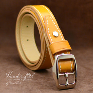 Hand Sewn Yellow Full Grain Leather Belt