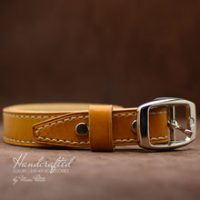 Load image into Gallery viewer, Yellow Mustard Leather Belt with Stainless Steel Buckle &amp; Leather Stud