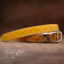 Charger l&#39;image dans la galerie, Handcrafted Yellow Mustard Full Grain Leather Belt with Stainless Steel Buckle