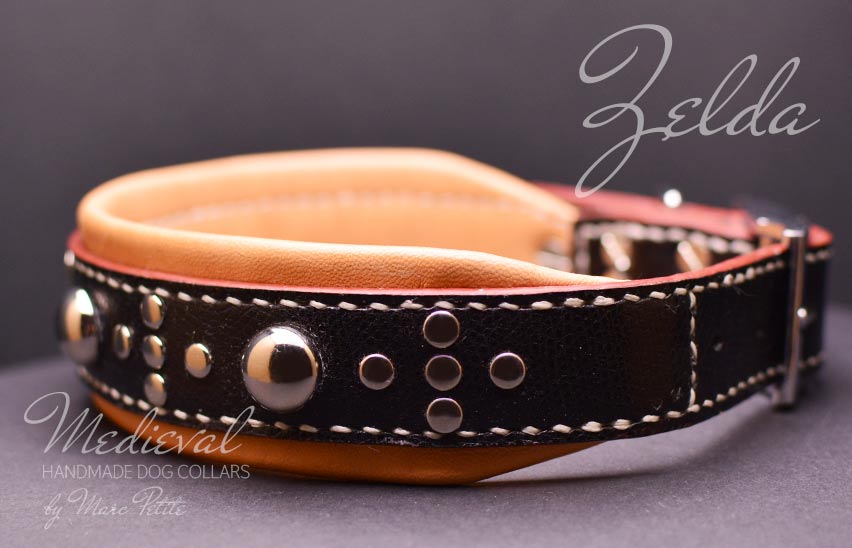 Zelda handmade leather dog collar Medieval Style by Marc Petite